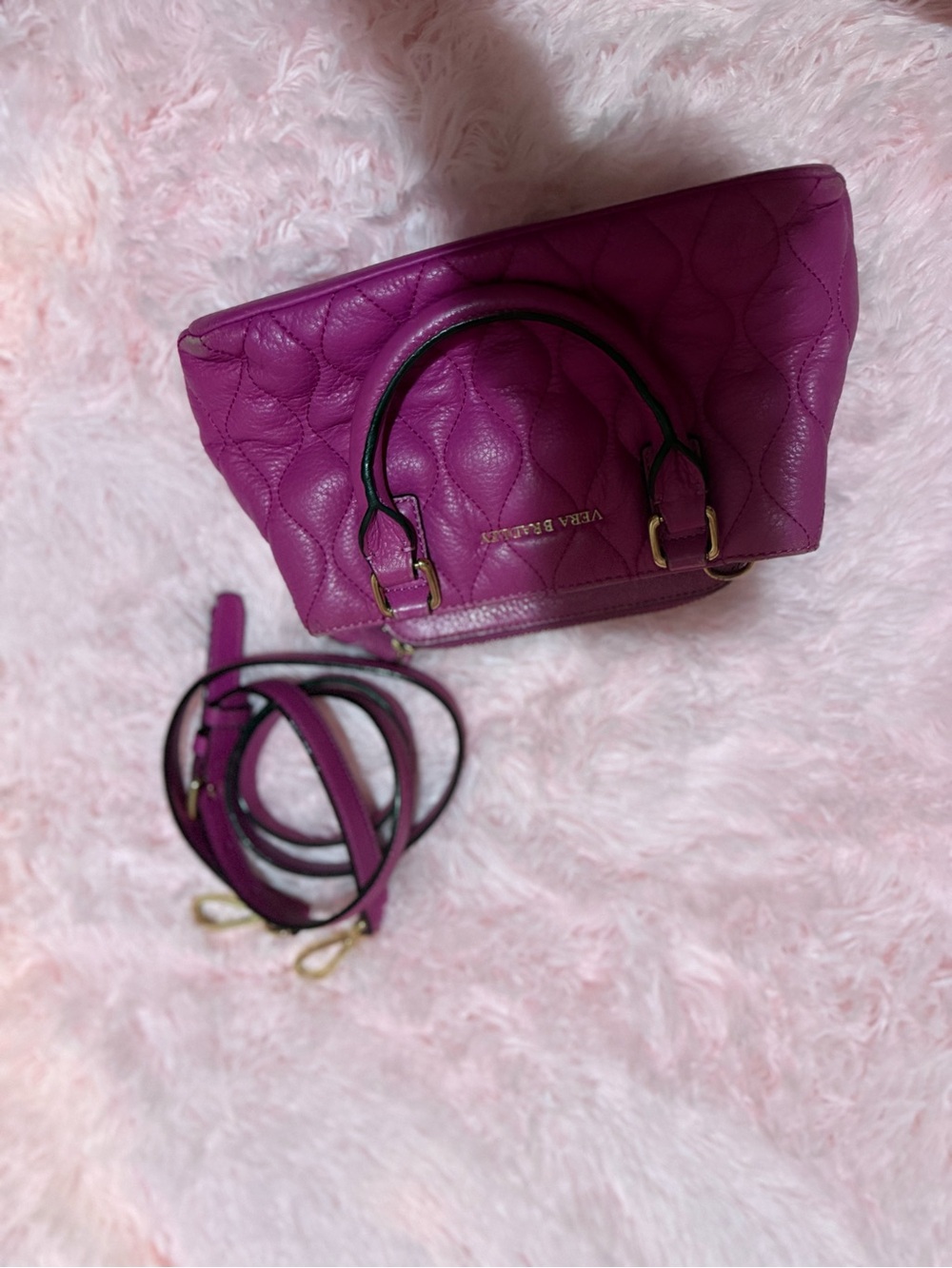 Vera Bradley Quilted Magenta Crossbody Satchel
